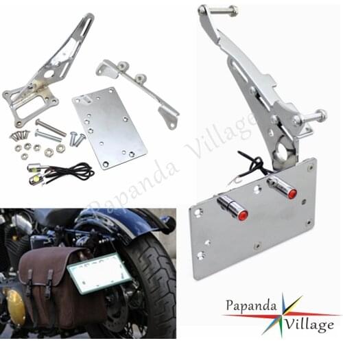 Chrome LED Side Mount License Plate Bracket Lamp Tail light for Harley Iron 883 Sportster XL 883 1200 Forty Eight 2004-2017