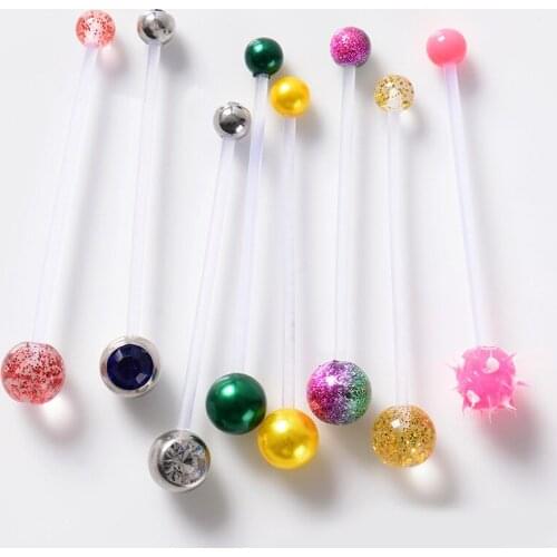10pcs Multicolor Flexible Clear Dangle Navel Rings Pregnant Woman Navel Bar Fashion Belly Button Ring Piercing Sexy Body Jewelry