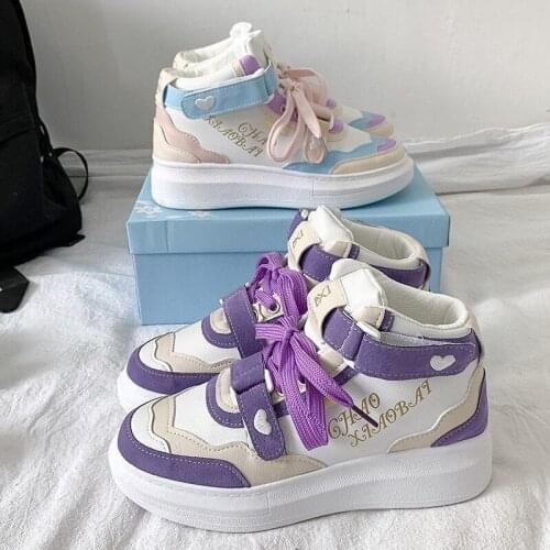 Sneakers Womens Sports Shoes Casual Kawaii Flats 2021 Fashion Spring New Platform Vulcanize Embroidered White Footwear SIZE 42