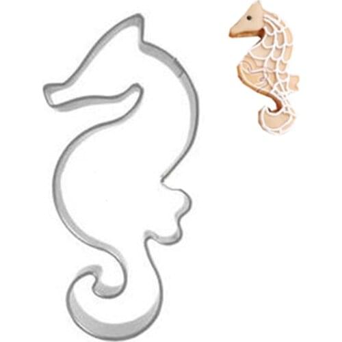 Hot Seahorse Cookies Cutter Mold Cake Decorating Biscuit Pastry Baking Mould Marine Animal Modeling Die Cutter Biscuits Stamp