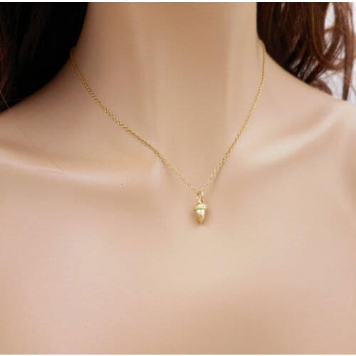 Cute Acorn Pinecone Pendant Oak Pine Cone Nature Minimalist Necklace Drop Pendant Tiny Chain Necklace