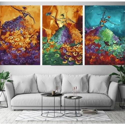 3 pcs 5d Diamond Painting Full Square/Round Drill "Abstract dancing" 3D Embroidery Cross Stitch kits Mosaic Rhinestone wall art