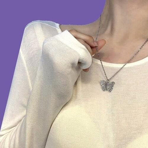 Hollow Butterfly Pendant Necklace for Women Delicate Gold Silver Color Short Necklace Clavicle Chain Female 2020 Fashion Jewelry