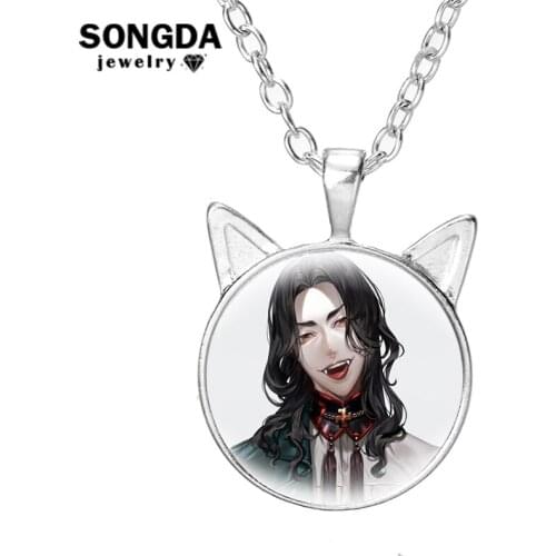 Tokyo Revengers Cat Ears Pendant Necklaces Sano Manjirou Ryuuguuji Ken Anime Figure Glass Surface Metal Neck Chain Accessories