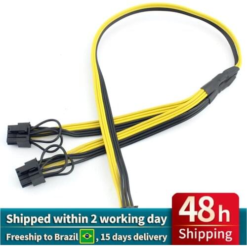PCI-E PCI Express 6Pin to Dual 2-Port 8Pin 6+2 Pin Adapter GPU Video Card Power Cable Module Wire 16AWG 40cm+20cm Splitter Miner