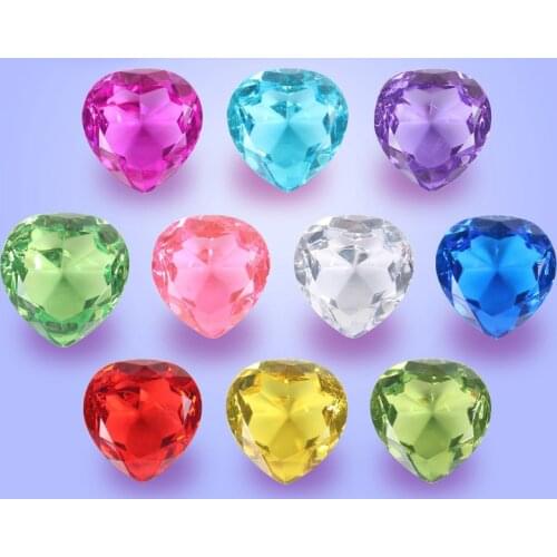 Big Heart Diamond Jewels Treasure Chest Crystal Gems Wedding Decorations Rhinestone DIY Art Party Centerpiece Craft Clear Gems