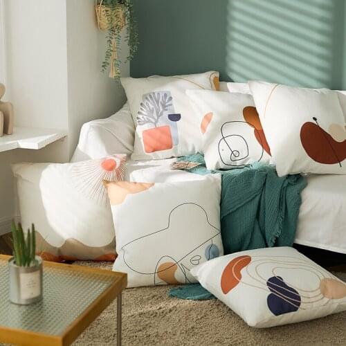 Nordic Modern Printing Pillow Thickened Floral Stuffing Cotton Waist Back Cushion Stretch Soft Headrest For Living Room Sofa