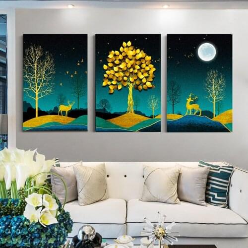 Full Square Diamond 5D Diamond Painting Landscape Diy Diamond Embroidery Golden Tree Mosaic Wall Diamond Art Pictures