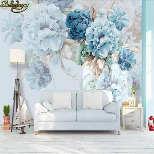 Beibehang Custom 3d wallpaper mural Nordic fresh hand-painted peony flower garden living room TV background wall papel de parede