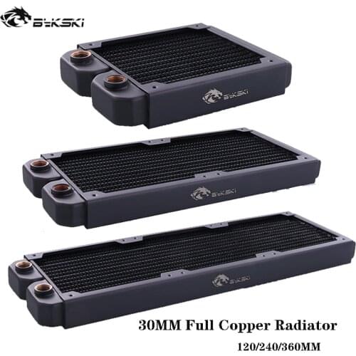 Bykski B-RD360-TN/B-RD240-TN/B-RD120-TN,360 Pure Copper Radiator 28mm Thick,240/360mm Length Water Cooling Row Thin For 12CM Fan