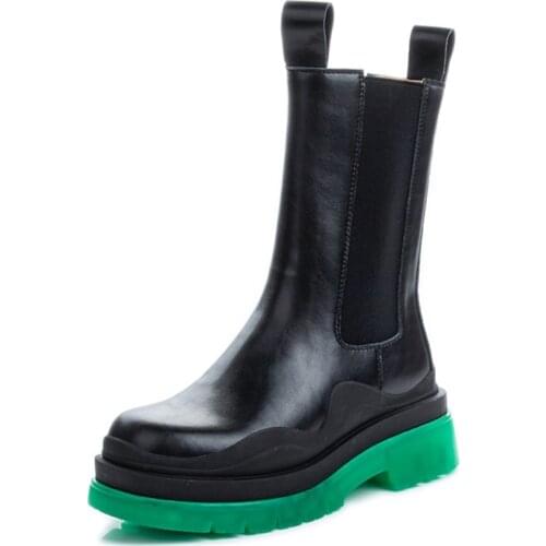 RASMEUP Genuine Leather Platform Boots 2020 Brand Genuine Leather Boots for Woman Chunky Out Sole Boots Women Winter Shoes