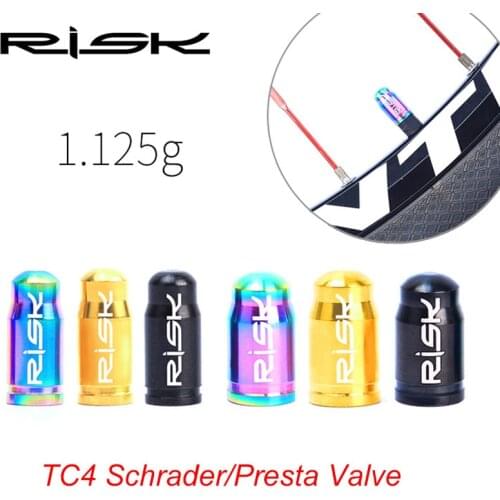 RISK 2pcs TC4 Titanium Alloy Bike Presta Schrader Valve MTB Road Bicycle Tyre Wheel Dust Cover Boutique French American Valve