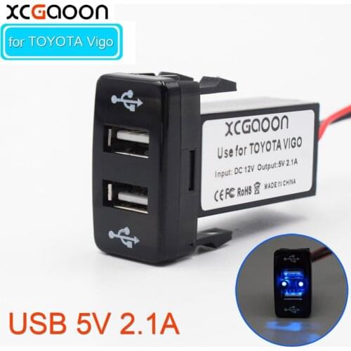 XCGaoon Special 5V 2.1A 2 USB Interface Socket Charger Adapter For TOYOTA Hilux VIGO Charge for iPhone Smartphone GPS DVR