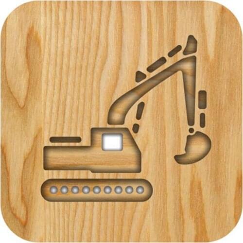 Led Night Light,for Childrens Room,LED Table Lights with Excavator Model,Wood Nightlight Decoration