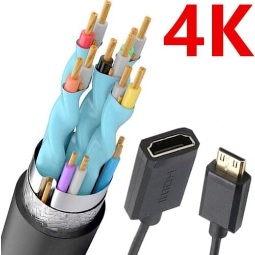 Ultra-Thin Mini HDMI-CompatibleTo A-HDMI Cable 15cm 6 Inch Micro-HDMI maleTo A-HDMI Female Adapter 15cm