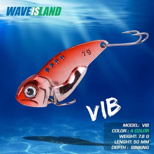 WAVEISLAND 2021Metal Plating Vibration Lure red 7g Chicken Claw Hook Full Swimming Layer VIB Luria Bait Bass Set For Pike Fish