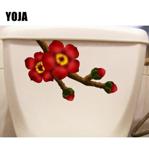 YOJA 22X14CM Cartoon Kapok Branch Toilet Sticker Fashion Wall Decor Home Room Decal T1-1765