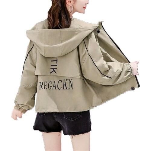 2021 Spring Autumn Hooded Outwear Short Jacket Women Loose Baseball Uniform Casaco Feminino Casual Jackets Tops Coat Female