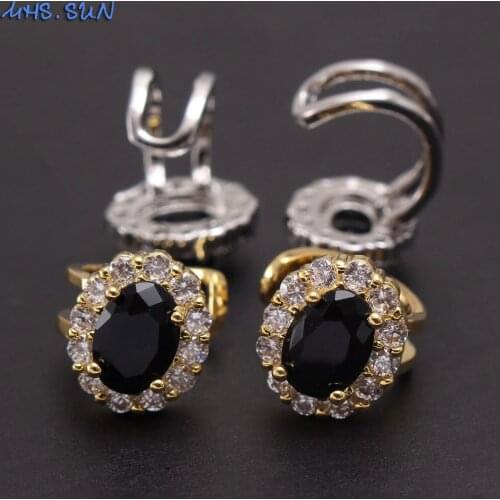 MHS.SUN Vintage Mosaic Zircon Clip Earrings For Women/Girls Luxury AAA CZ Earrings Charm Party Jewelry For Gifts 1Pair