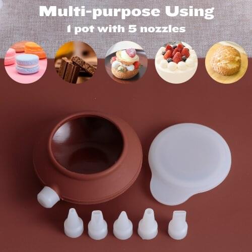 1SET Tea-pot Shaped Large Size Food Degree Silicone Piping Pot Dessert Decorators For Milk Sauce Macaron Decoration Pot QA 252
