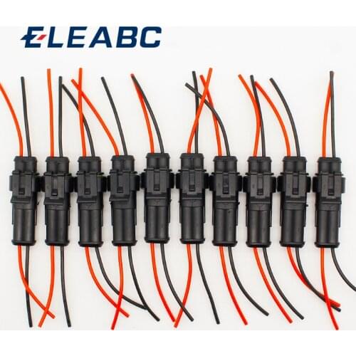 10pcs/lot 2 Pin Way Waterproof Electrical Connector Adapter Plug W/Wire AWG for Car Vehicle Motorcycles