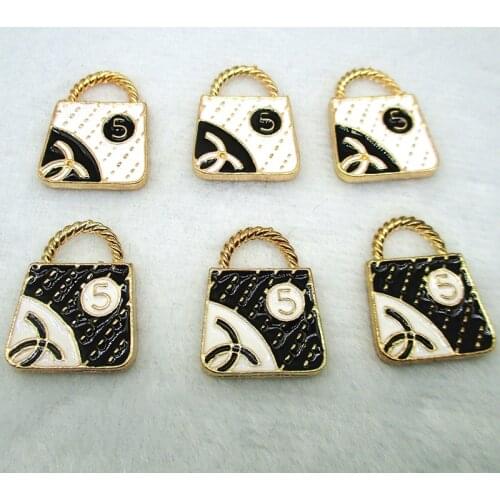6pcs/Bag 21*26mm Lovely Lady Bag Enamel Charms Necklace Making Handbag Alloy Pendant For Bracelets Jewelry Accessories DIY Craft
