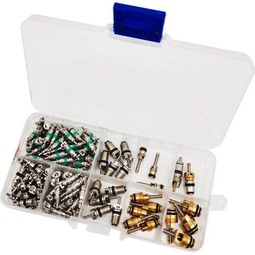 134pcs/box A / C Valve Core Valves R134A Automotive Air Conditioning Assortment Kits