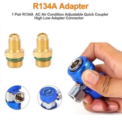 2Pcs Car Air Conditioner Fluorine Converter R134A AC Air Condition Durable Adjustable Quick Coupler Adapter Connector Accessoy