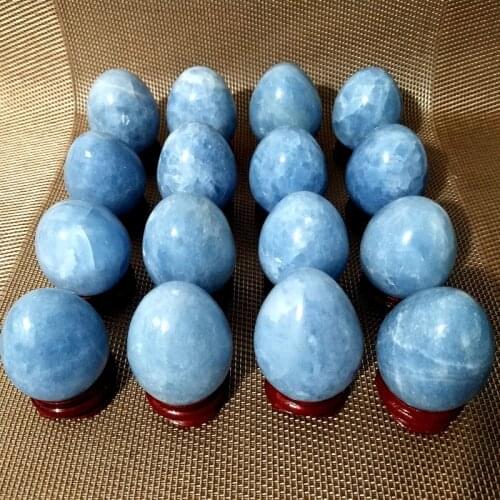 2pcs natural celestite stone crystal heart Blue calcite egg meditation chakras healing crystals