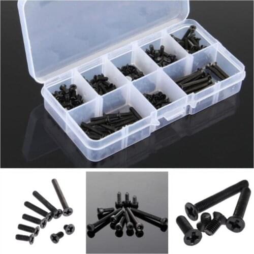 200 pcs/box M2 3-20mm Alloy Black Carbon Steel Hexagon Socket Head Cap Furniture Screws