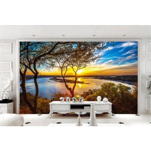 Wallpaper wall 3 d sunny sunset beautiful 3d photo wallpaper papier peint mural 3d wallpaper 3d on the wall Vinyl wall