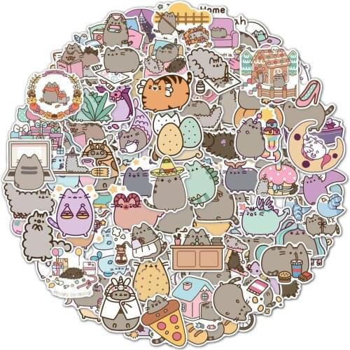 50/100PCS Cute Kawaii Cat Stickers Aesthetic Laptop Phone Water Bottle Waterproof Graffiti Decal Sticker Packs Kid Toy