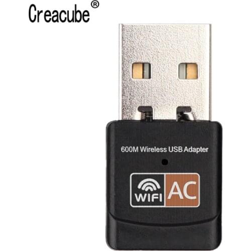 Creacube USB WiFi Adapter Dual Band 2.4GHz + 5.8GHz 5G 600Mbps Wireless Network Adapter WiFi Dongle for Laptop Desktop PC