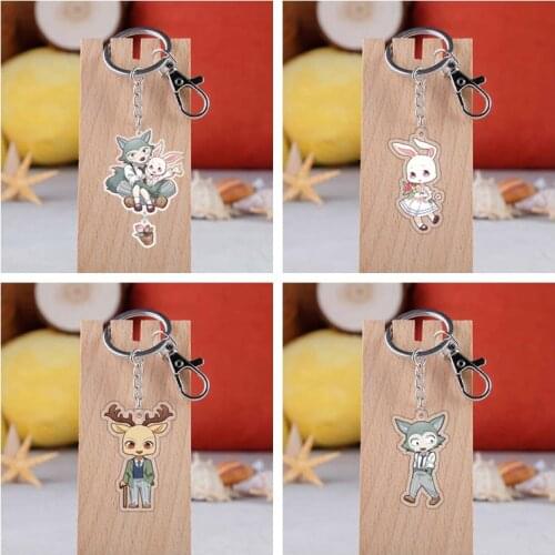 Anime Beastars Wolf Legosi Rabbit Haru Deer Louis Keychains Cosplay Accessories Cute Animal Pendant Key chain Acrylic Keyrings