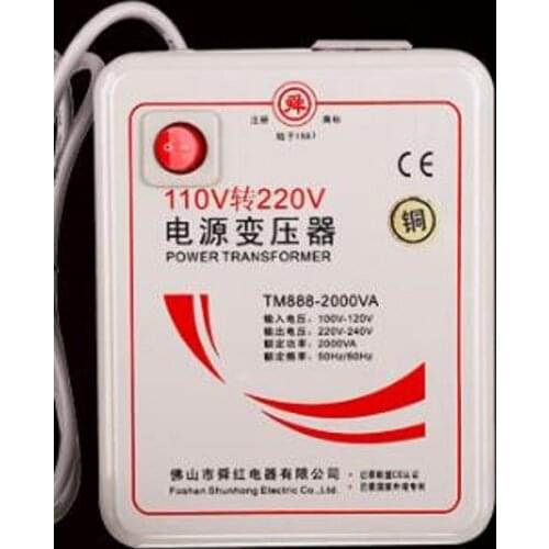 Fast Shipping TM888-2000VA 110v to 220v 2000W Step Down Voltage Converter Transformer Converts with pure copper coil