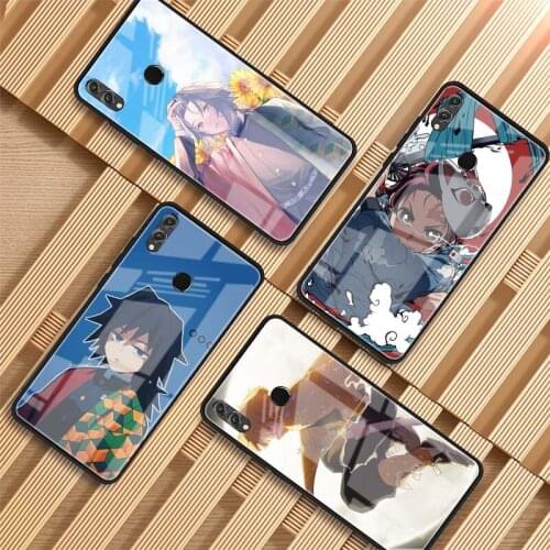 Demon slayer kimetsu no yaiba Tempered Glass Phone Case For Huawei P20 P30 P40 P40 Lite Pro Psmart Mate 20 30 Cover Shell