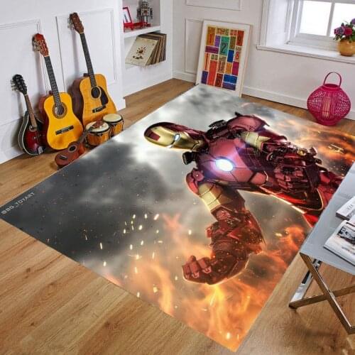 Cartoon Baby Playmat The Avengers Marvel Iron Man Kids Rug Carpet Floor Bedroom Doormat Non-slip Mat Birthday Gift