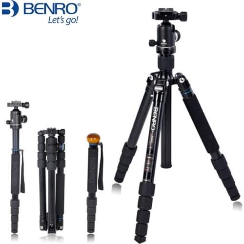 DHL gopro Benro A2292TV1 Aluminium Monopod Tripod+ Ball Head Tripod Monopod Alpenstock 3 in 1 max loading 14kg wholesale