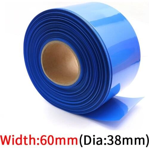 Dia 38mm PVC Heat Shrink Tube Width 60mm Lithium Battery 18650 Pack Insulated Film Wrap Protection Case Pack Wire Cable Sleeve