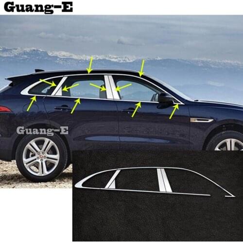 For Jaguar F-Pace Fpace 2016 2017 2018 2019 2020 Car Stainless Steel Garnish Pillar Window Middle Strip Trim Frame Lamp Hood