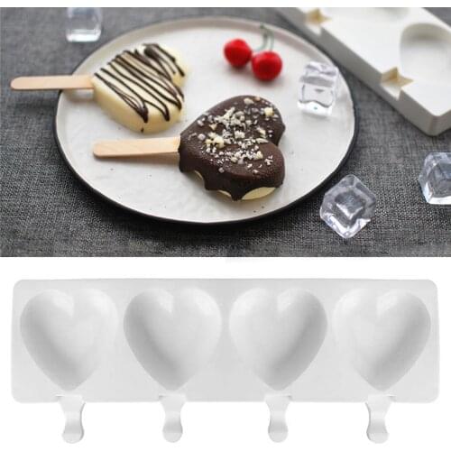 Ice Cream Mold Heart Shape Silicone Popsicle Form Maker Ice Lolly Moulds Ice Cube Tray for Party Bar Decoration