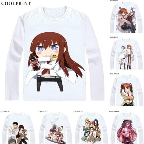 COOLPRINT STEINS GATE 0 Zero Long Sleeves Shirts Japanese Anime Shutainzu Geto Zero Rintaro Okabe Kurisu Makise Cosplay T-Shirt