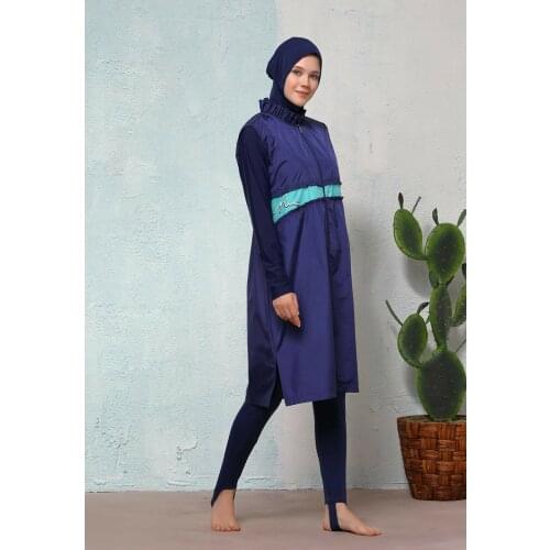 Hasema H-2508-19 Gulin Navy Blue Fully Covered Hijab Swimsuit Islamic Swimwear