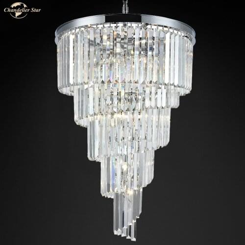 Art Deco Spiral K9 Crystal Chandeliers Lighting for Living Room Bedroom Restaurant Hotel Luxury Prism LED Pendant Hanging Lamp