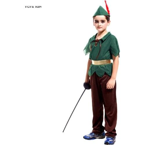 Boys Halloween Robin Hood Costumes Kids Children Pirate Hunter Cosplay Carnival Purim Parade Stage show Role Play party dress