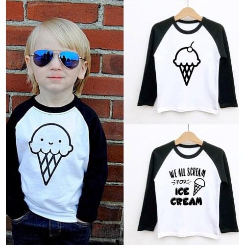 Ice Cream Shirt Toddler Kids Boy Girl Ice Cream Party Ice Cream Raglan Sleeve Shirt Birthday Party Ice Cream Theme Shirts