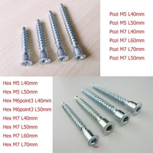50/100/200/500/1000Pcs/Lot Hex or Pozi Drive Countersunk Head Furniture Confirmat Screws for Wood DIY Knock Down K/D