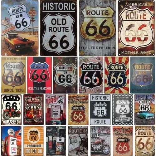 Metal Sign Route 66 Retro Vintage Plaque For Pub Bar Decoration Tin Signs Shabby Home Decor Plaque Wall Poster Vintage Decor