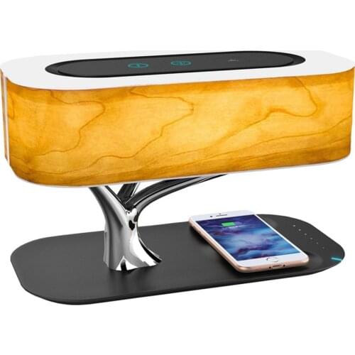 Multifunction LED Tree Table Lamp Bluetooth-Compatiable Music Speaker Table Light Wireless Mobile Phone Charging Desk Light