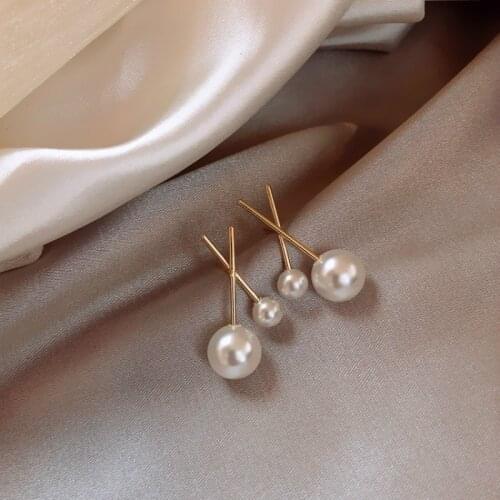 Trendy Simulated-pearl Round Women Dangle Earrings Cross Geometric Pearl Earrings Bohemian Drop Earrings Jewelry Earrings